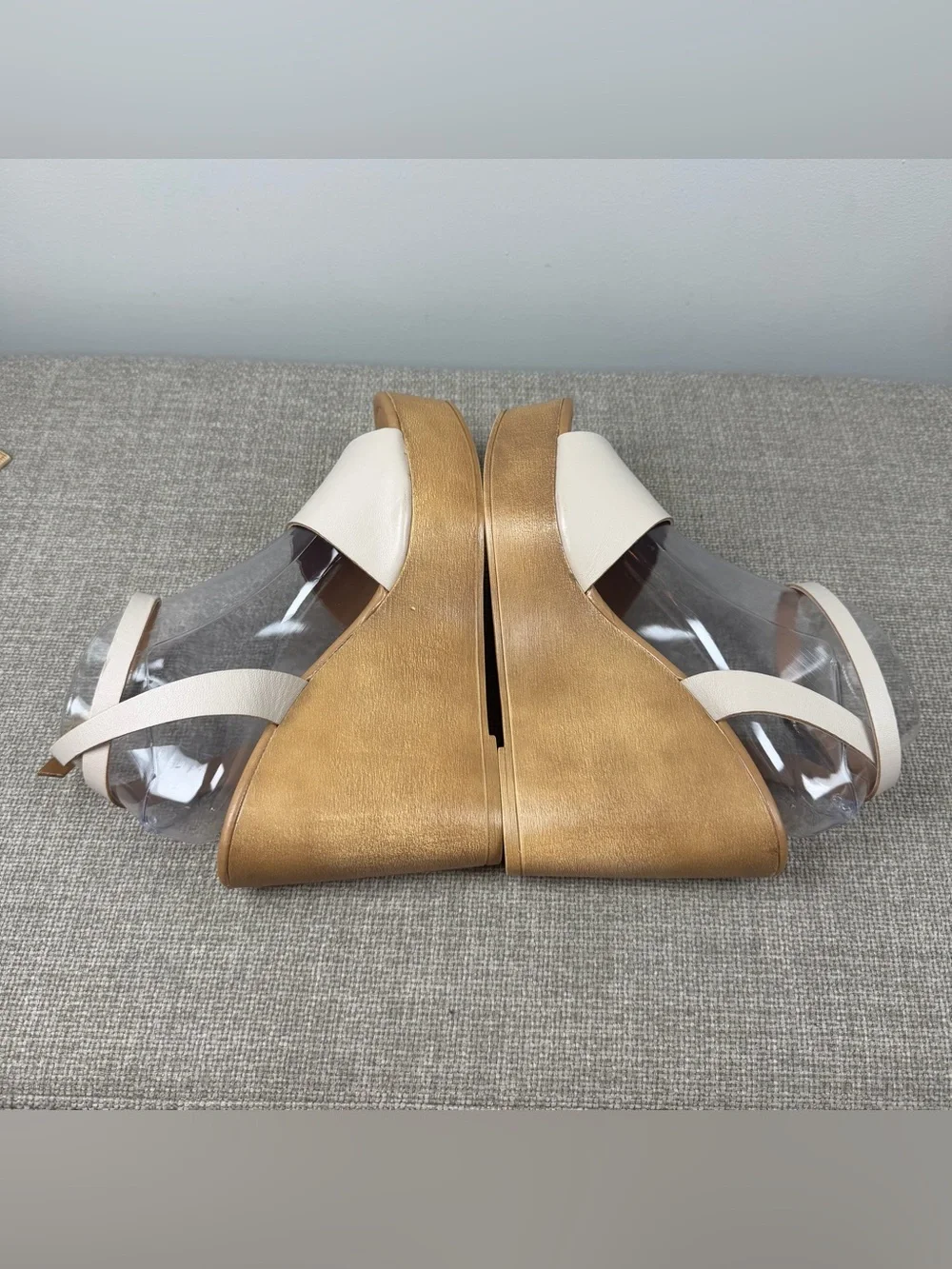 Steve Madden Welsh Ankle Strap Wedge Sandals Ivory White Size 10 Coquette Boho